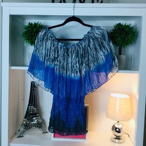 Sheer, Multicolored Off The Shoulder Tunic